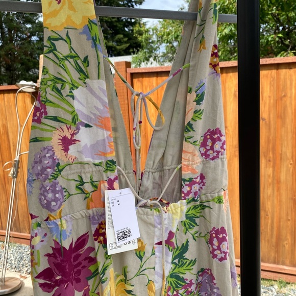 NWT H&M floral linen blend dress size M - Picture 2 of 3